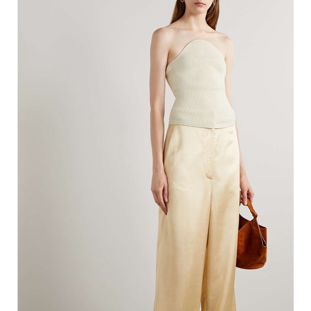 Brand new Jericho strapless ribbed-knit top in ivory